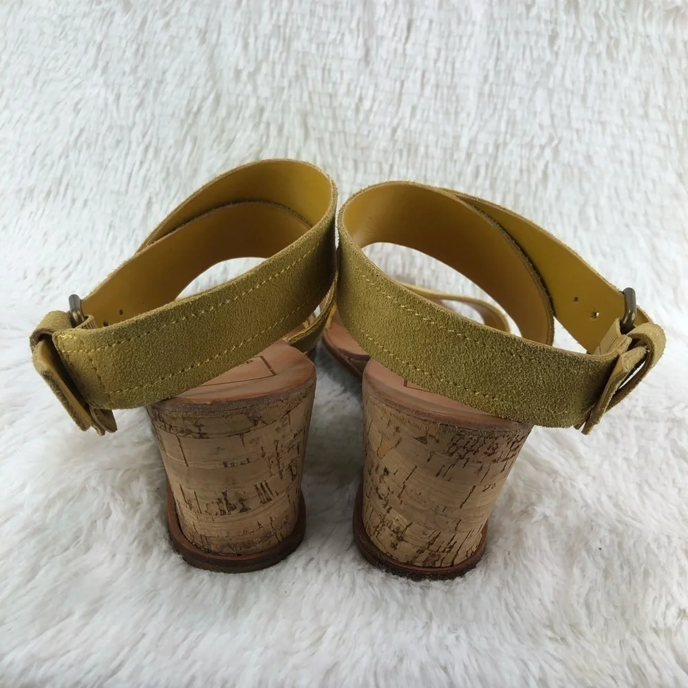 DOLCE VITA Mustard Yellow Cork Heel Wedges EUC.